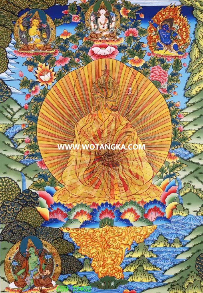 编号138-943071：彩绘唐卡-莲花生大士·虹光法身（75*52CM左右）