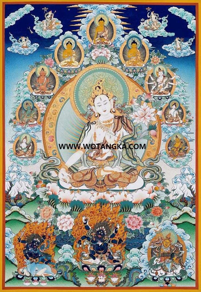 热贡-旦本加·画院：彩绘唐卡-白度母（100*70CM左右）