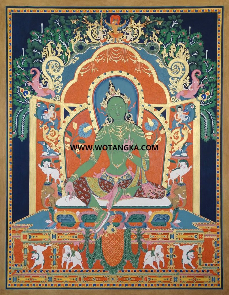 西藏-多吉旺拉·画院：彩绘唐卡-绿度母（70*50CM左右）