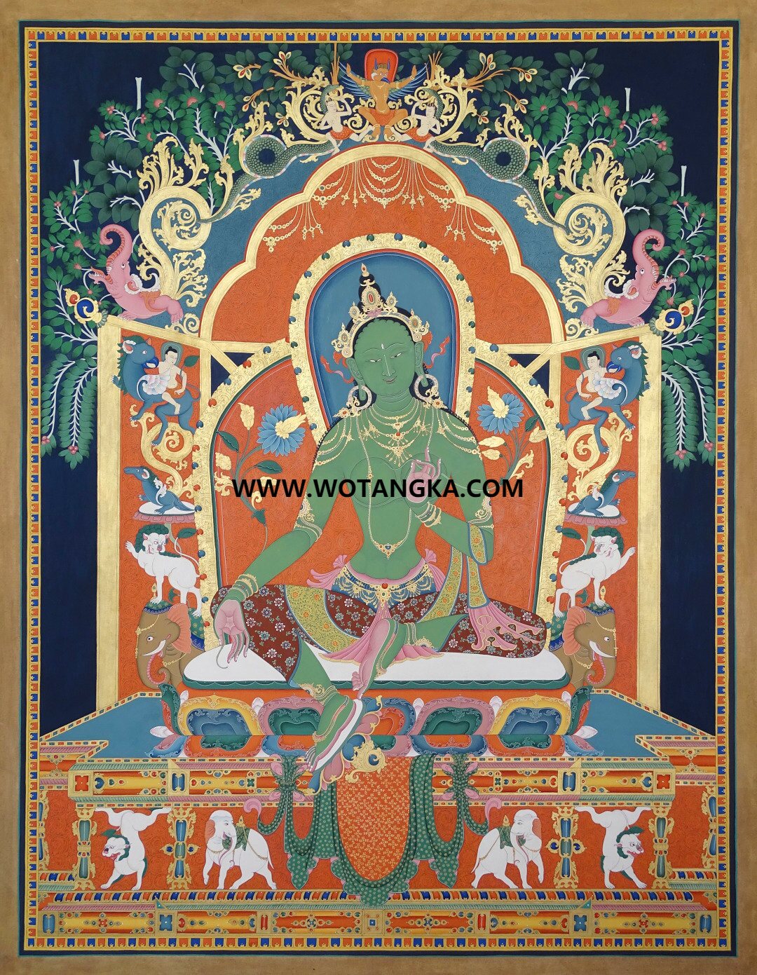 西藏-多吉旺拉·画院:彩绘唐卡-绿度母(70*50CM左右)