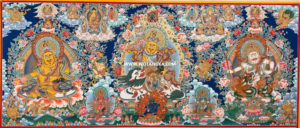 编号198-104038：彩绘唐卡-财宝天王（100*230CM左右）