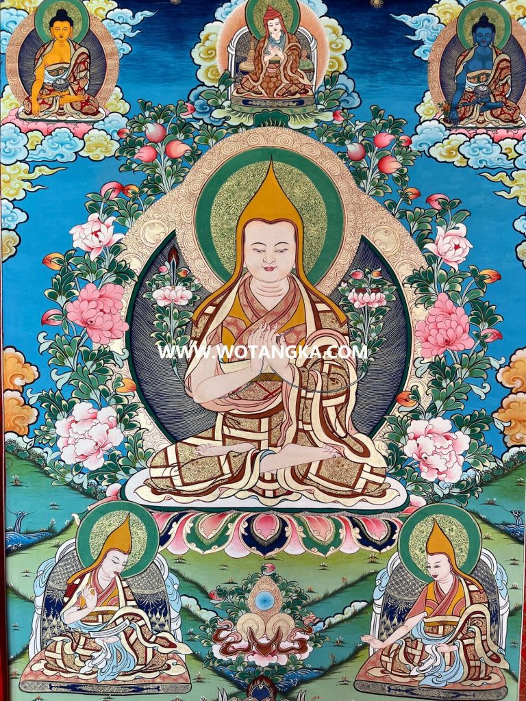 编号198-163345：彩绘唐卡-宗喀巴大师（80*60CM左右）