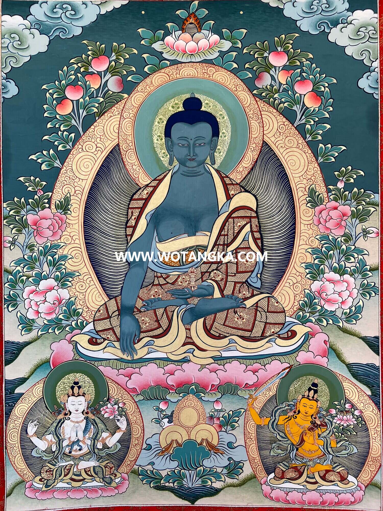 沃唐卡·承福画院:彩绘唐卡-药师佛(65*45CM左右)