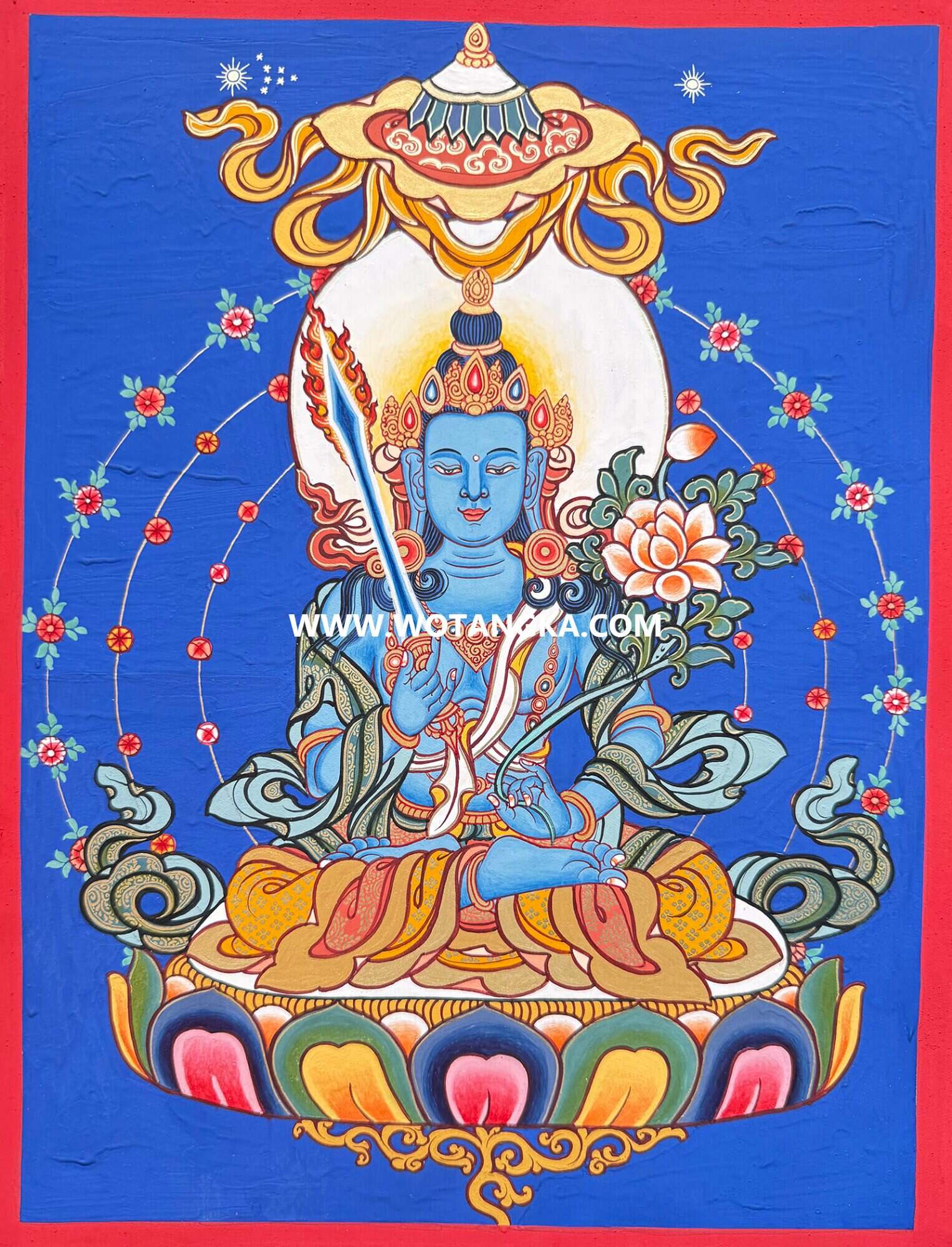 |已结缘·可定制|唐卡寄卖编号:JM·198-163895-虚空藏菩萨吉祥伞盖匝嘎利(彩唐)