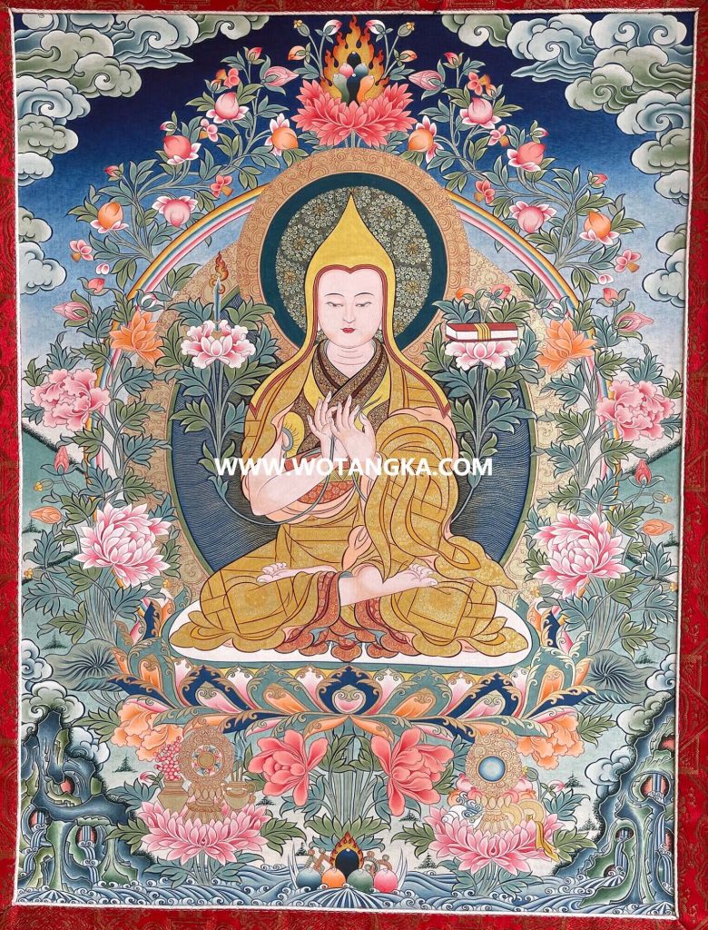 编号198-169350：彩绘唐卡-宗喀巴大师（60*45CM左右）