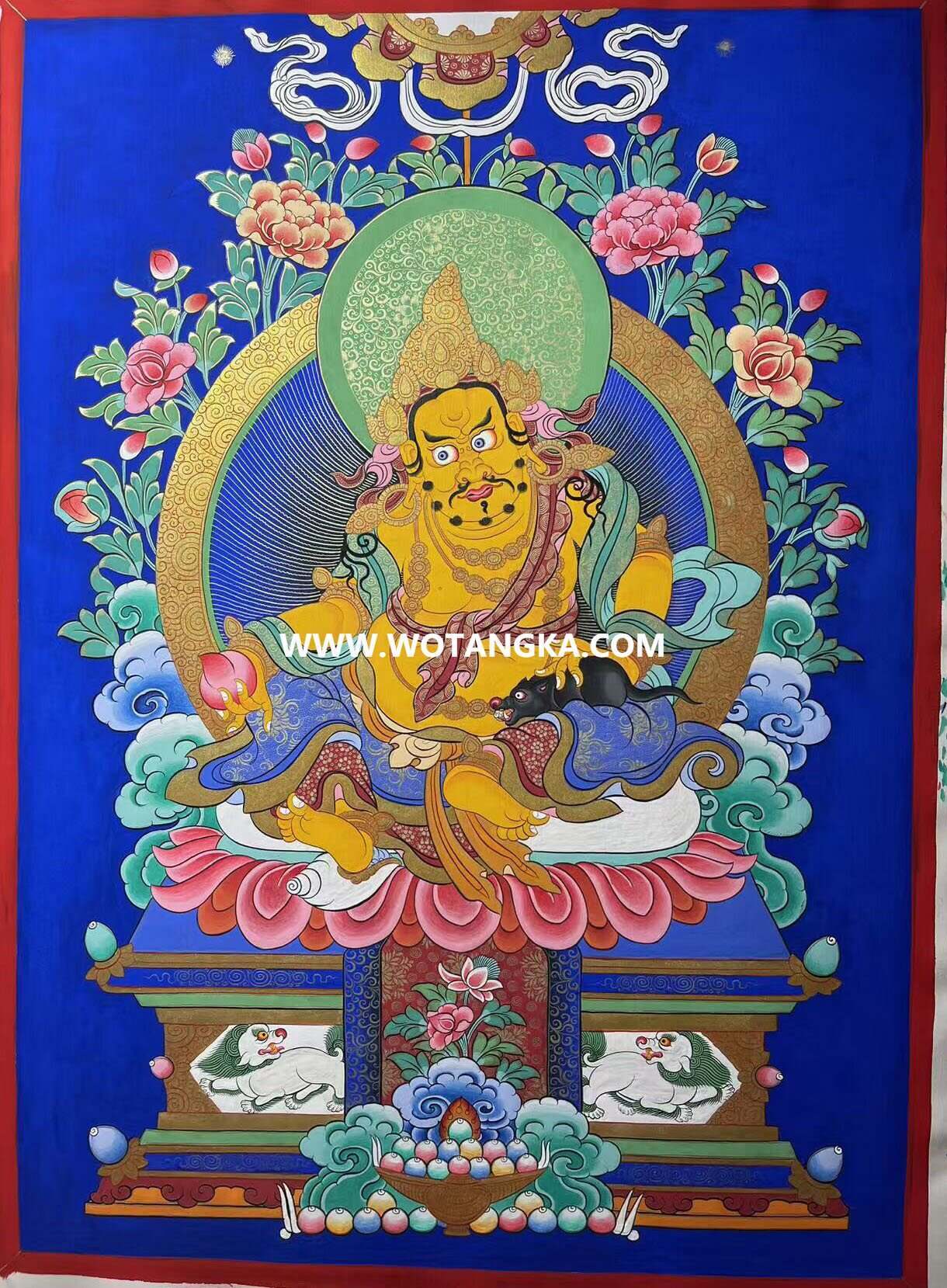 沃唐卡·承福画院:彩绘唐卡-黄财神(60*40CM左右)