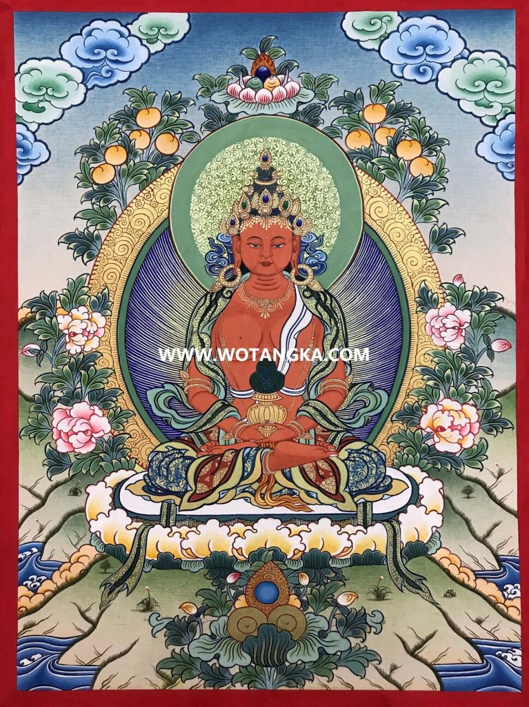 编号198-198786：彩绘唐卡-长寿佛（35*25CM左右）