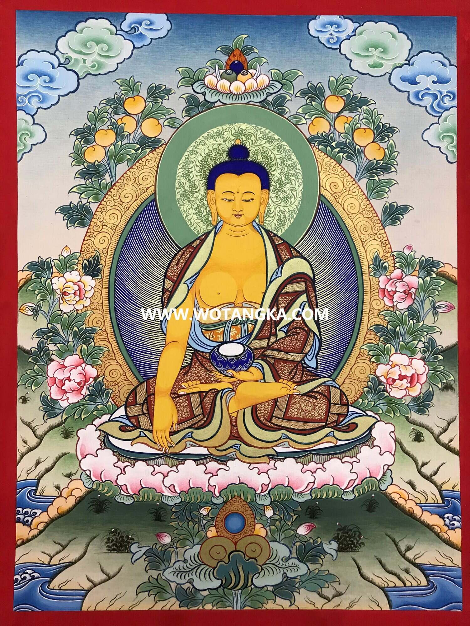 沃唐卡·承福画院:彩绘唐卡-释迦牟尼佛(35*25CM左右)
