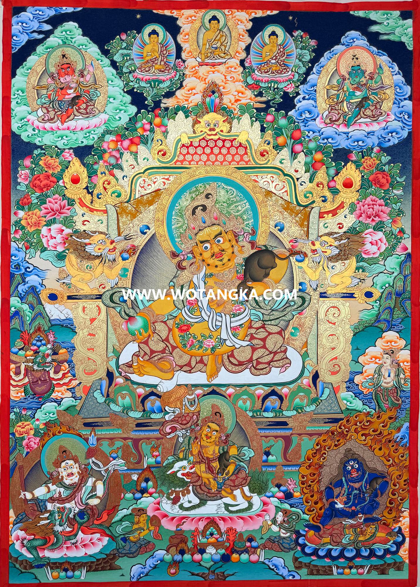 沃唐卡·承福画院:彩绘唐卡-黄财神(100*70CM左右)