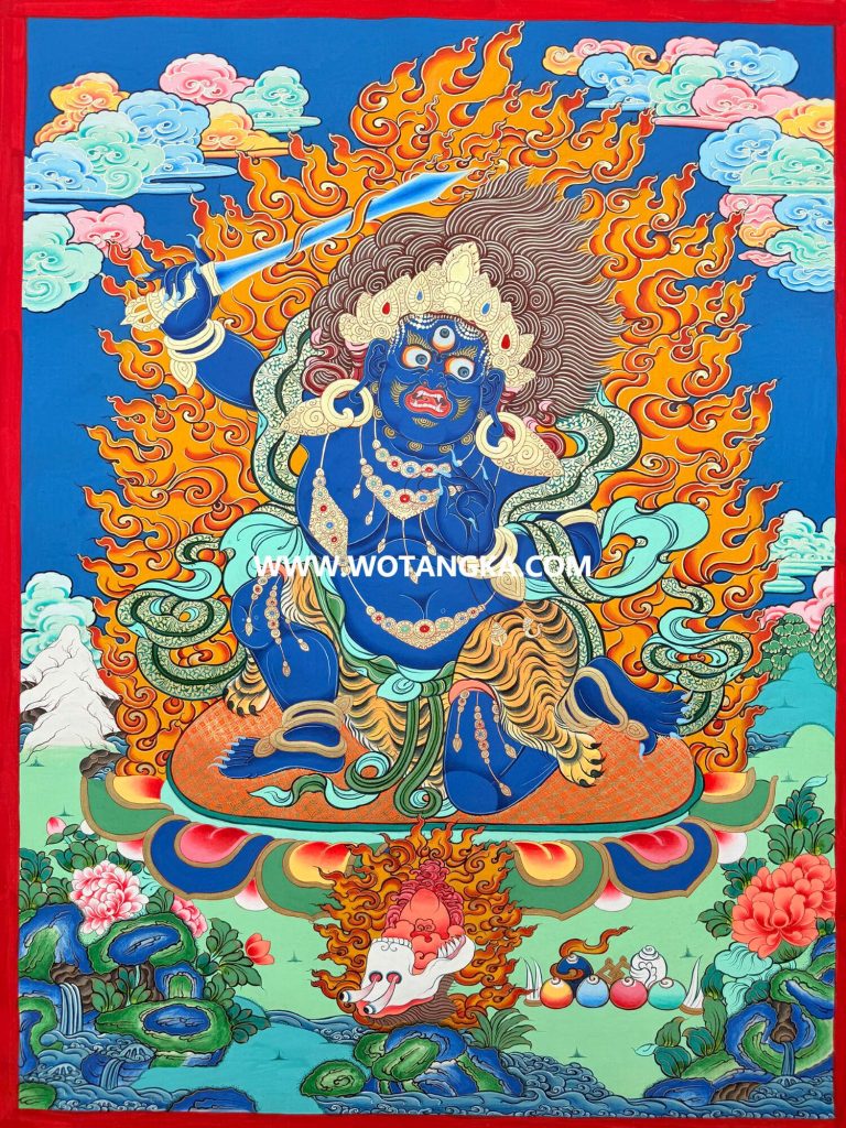 ｜已结缘·可定制｜唐卡寄卖编号：JM·198-253748-不动明王平安庇佑供养图（彩唐）