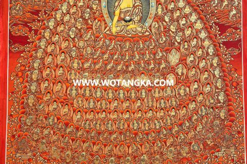 编号198-274815：红金唐卡-释迦牟尼佛·大圆满皈依境（100*70CM左右）