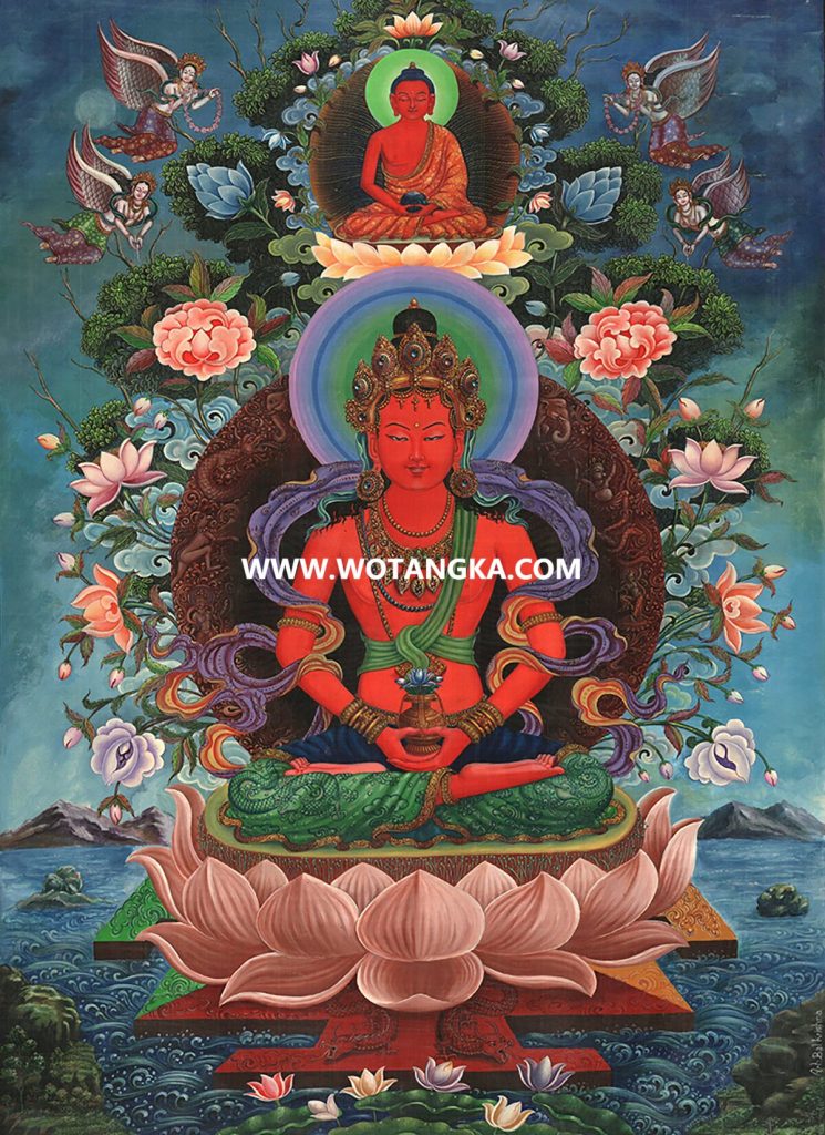沃唐卡编号AC36590：长寿佛（Newari）