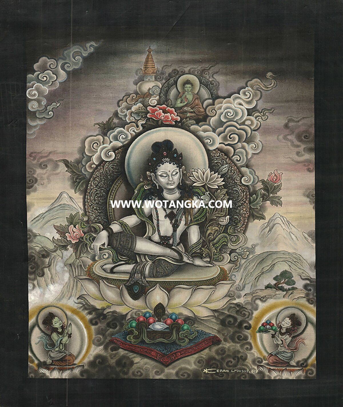 沃唐卡编号AC38885:绿度母(Newari)