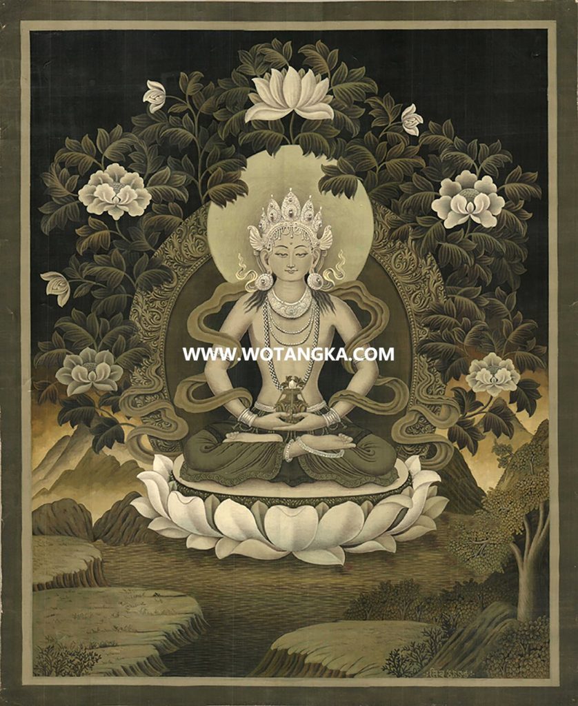 沃唐卡编号AC44667：长寿佛（Newari）