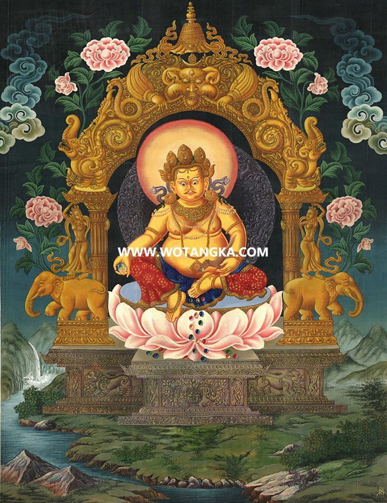 沃唐卡编号AC45693：黄财神（Newari）