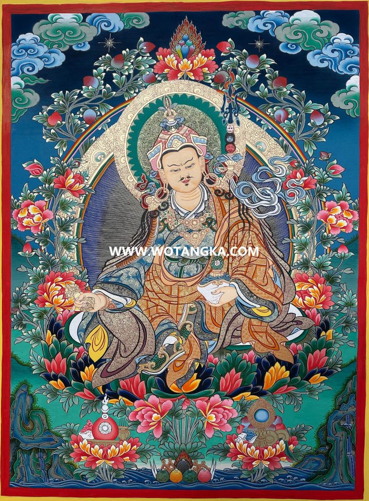 编号198-496635：彩绘唐卡-莲花生大士（70*50CM左右）
