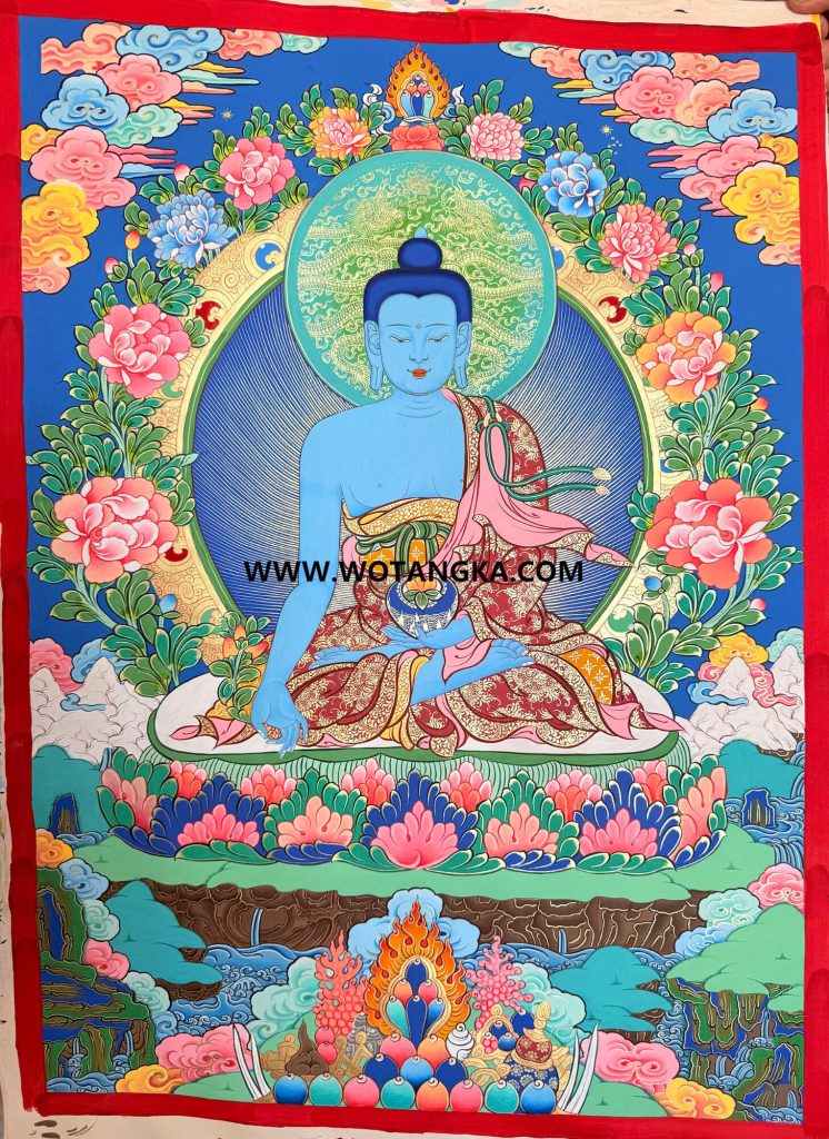 沃唐卡·承福画院：彩绘唐卡-药师佛（70*50CM左右）
