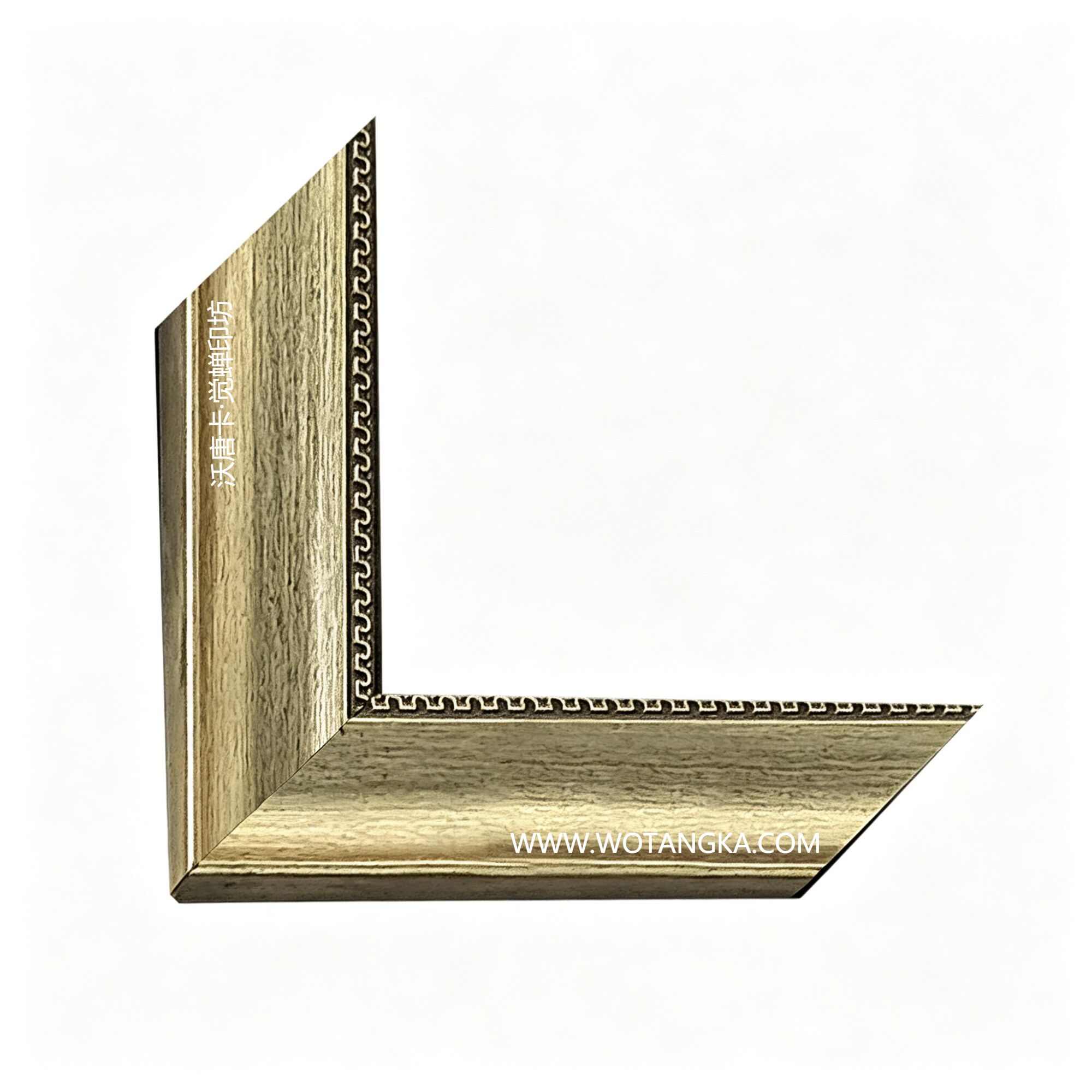 沃唐卡·觉蝉印坊：画框编号PictureFrame0115-做旧浅金拉丝金属仿木纹线条框