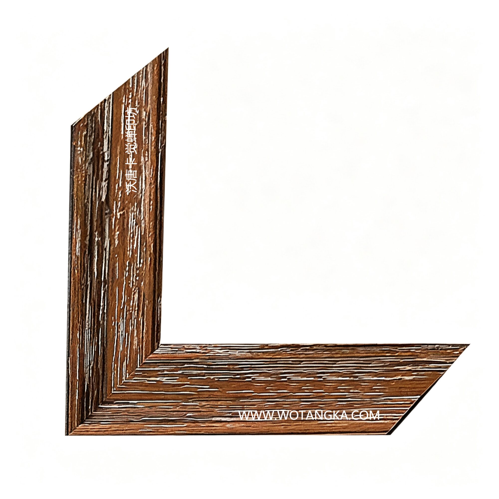 沃唐卡·觉蝉印坊：画框编号PictureFrame0142-做旧拉丝擦白木纹框条