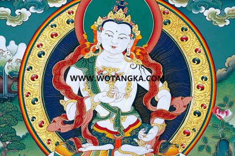 沃唐卡·觉蝉印坊微喷唐卡编号ZC71143：金刚萨埵天界二本师大拜忏吉祥供养图