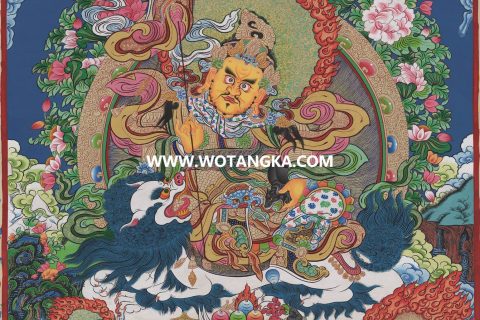 沃唐卡·觉蝉印坊微喷唐卡编号ZC71160：财宝天王五色财神众吉祥如意财富供养图