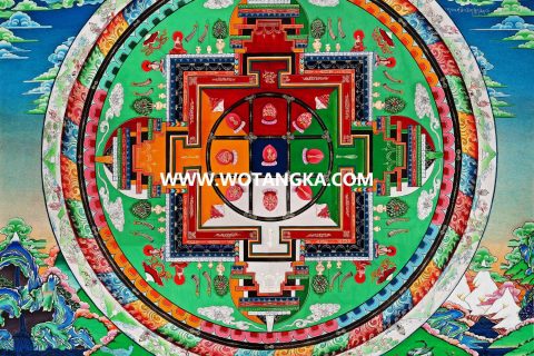 沃唐卡·觉蝉印坊微喷唐卡编号ZC71165：大威德金刚三护法众十三尊坛城智慧供养图