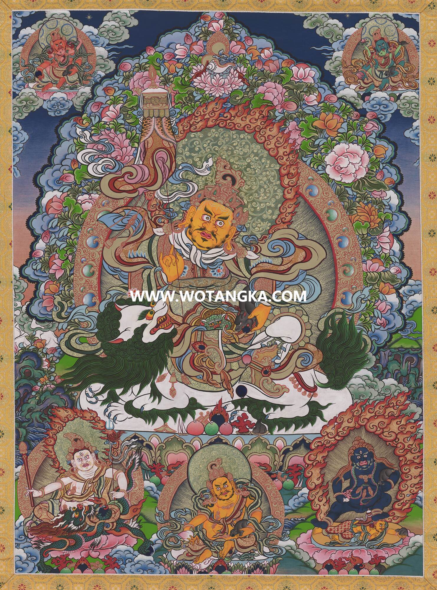 沃唐卡·觉蝉印坊微喷唐卡编号ZC71179：财宝天王五色财神众吉祥财富供养图