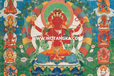 沃唐卡·觉蝉印坊微喷唐卡编号ZC71181：八臂红度母二十一度母尊吉祥平安护法供养图
