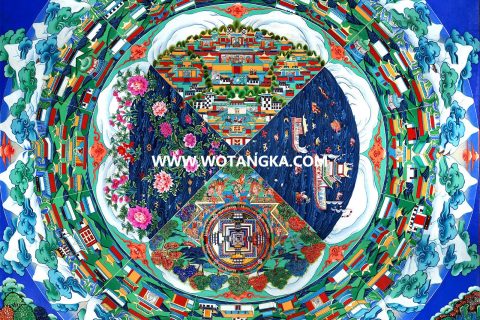 沃唐卡·觉蝉印坊微喷唐卡编号ZC71182：香巴拉净土法界源流图