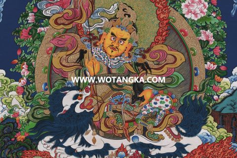 沃唐卡·觉蝉印坊微喷唐卡编号ZC71185：财宝天王五色财神众吉祥平安财富供养图