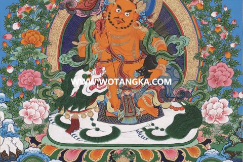 沃唐卡·觉蝉印坊微喷唐卡编号ZC71187：财宝天王二圆满财神天界二佛吉祥财富供养图