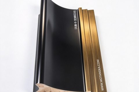 沃唐卡·觉蝉印坊：画框编号PictureFrame0203-哑光黑拉丝金拼色实木画框条
