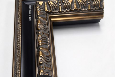 沃唐卡·觉蝉印坊：画框编号PictureFrame0214-欧式仿古铜卷草纹黑槽画框条