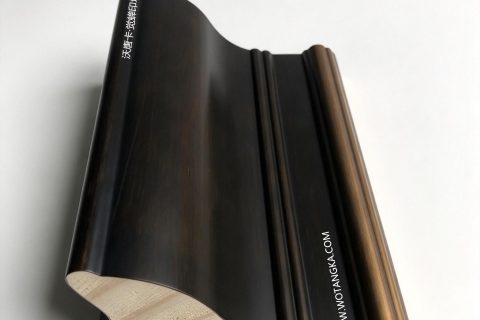 沃唐卡·觉蝉印坊：画框编号PictureFrame0220-现代简约深胡桃木色古铜边实木画框条